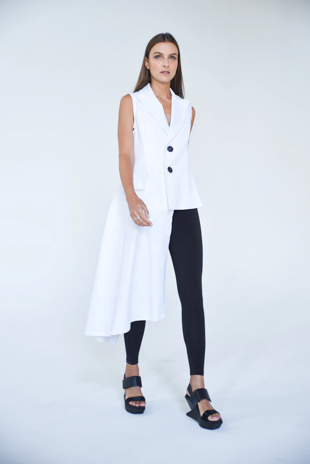 White Uneven Vest 1