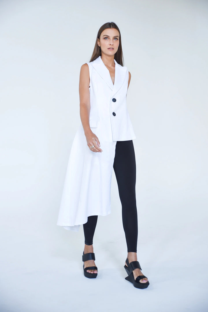White Uneven Vest 1