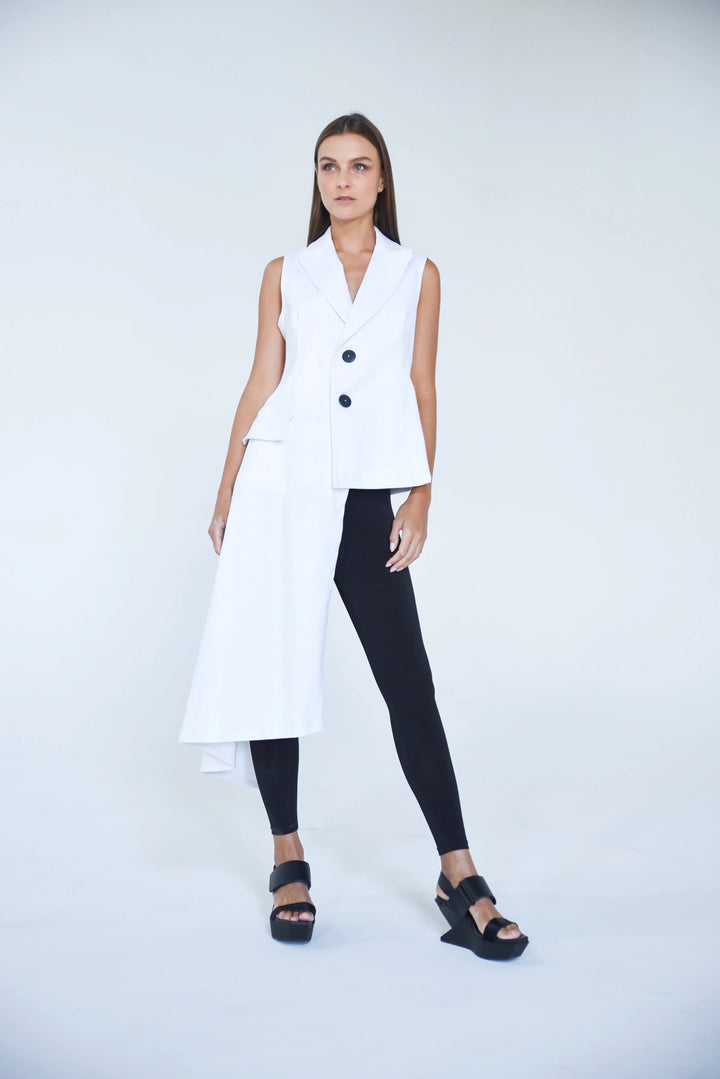White Uneven Vest 1