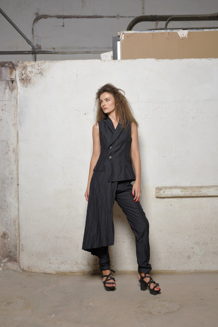 Black Uneven Vest