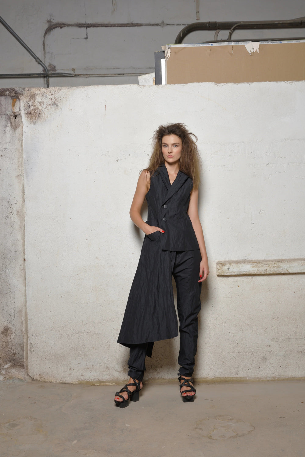 Black Uneven Vest