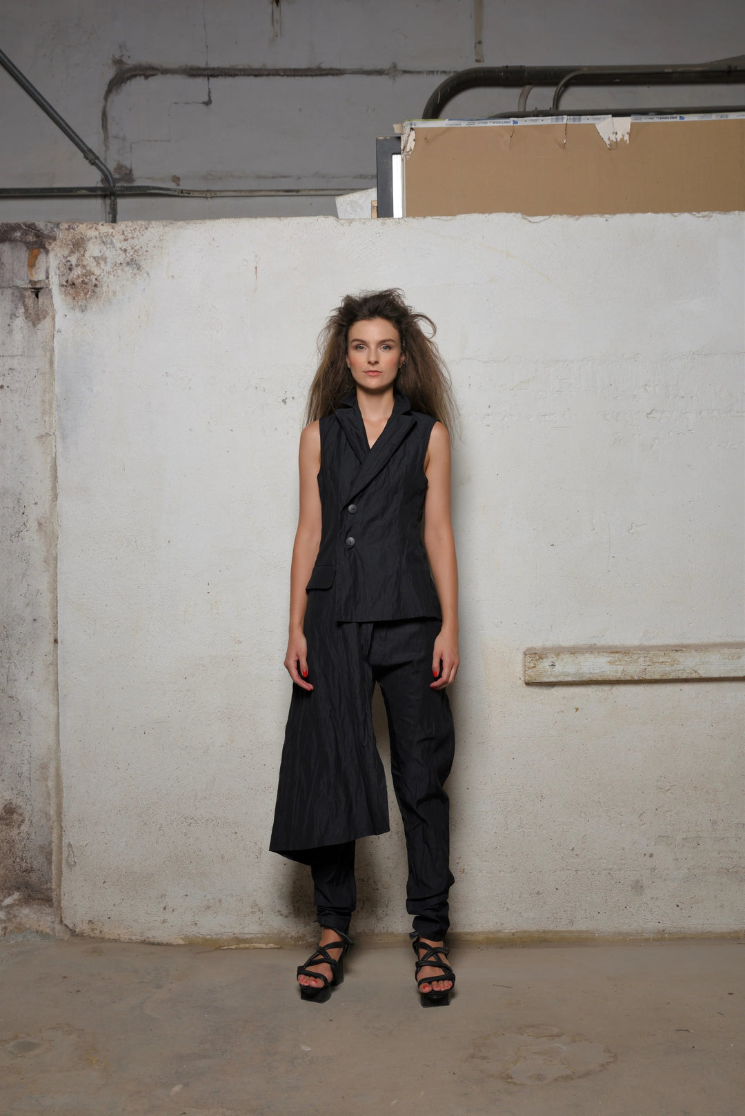 Black Uneven Vest