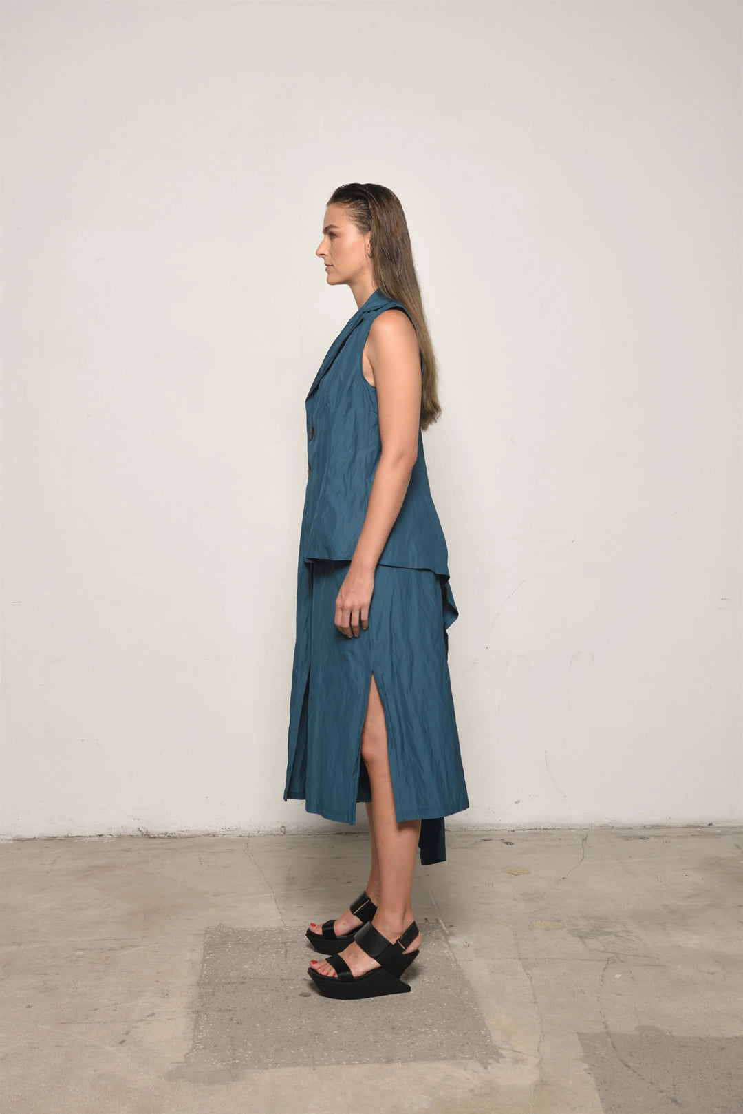Teal Uneven Vest