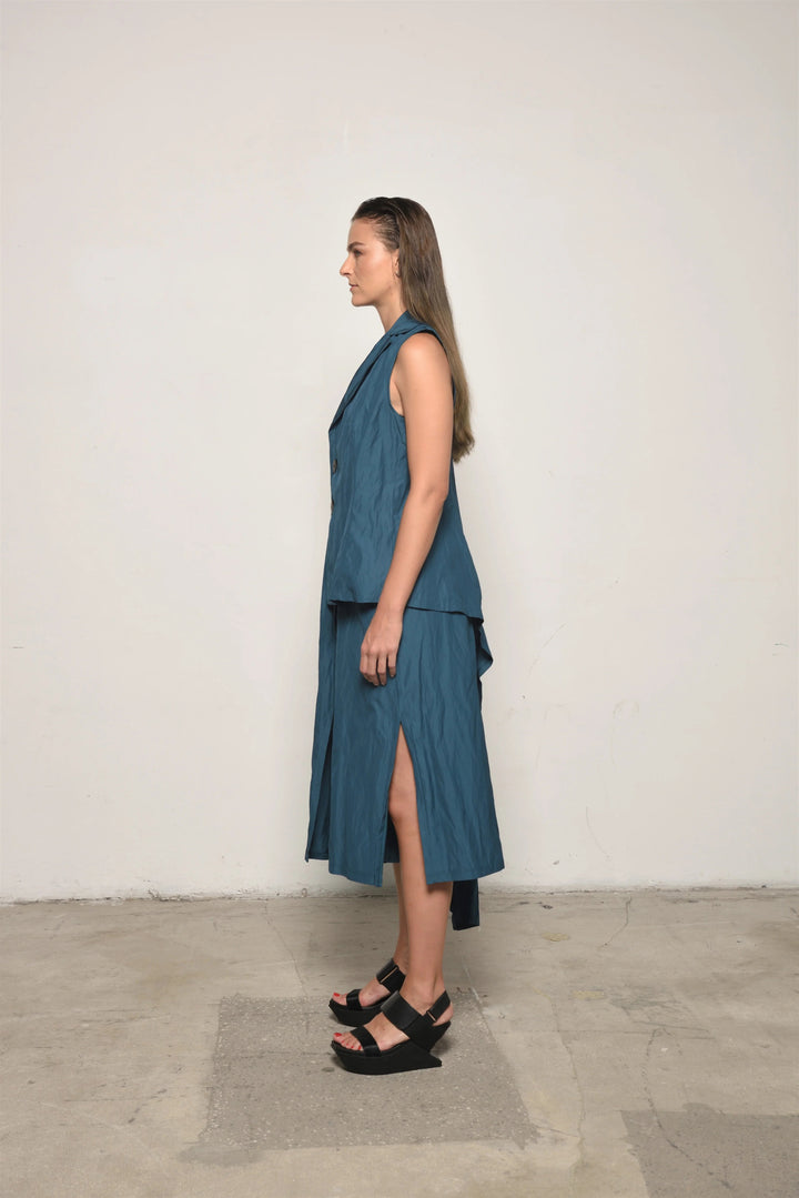 Teal Uneven Vest