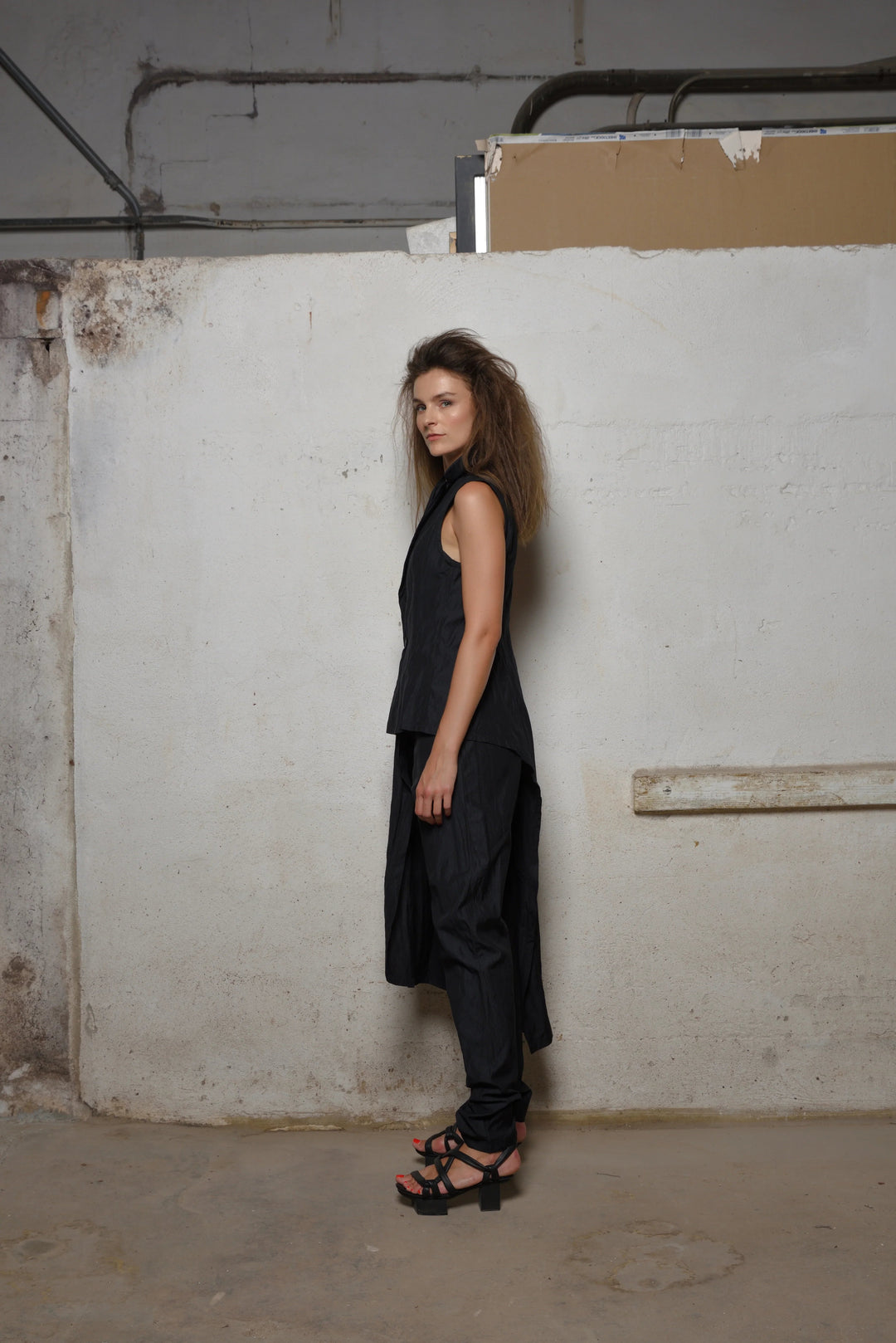 Black Uneven Vest