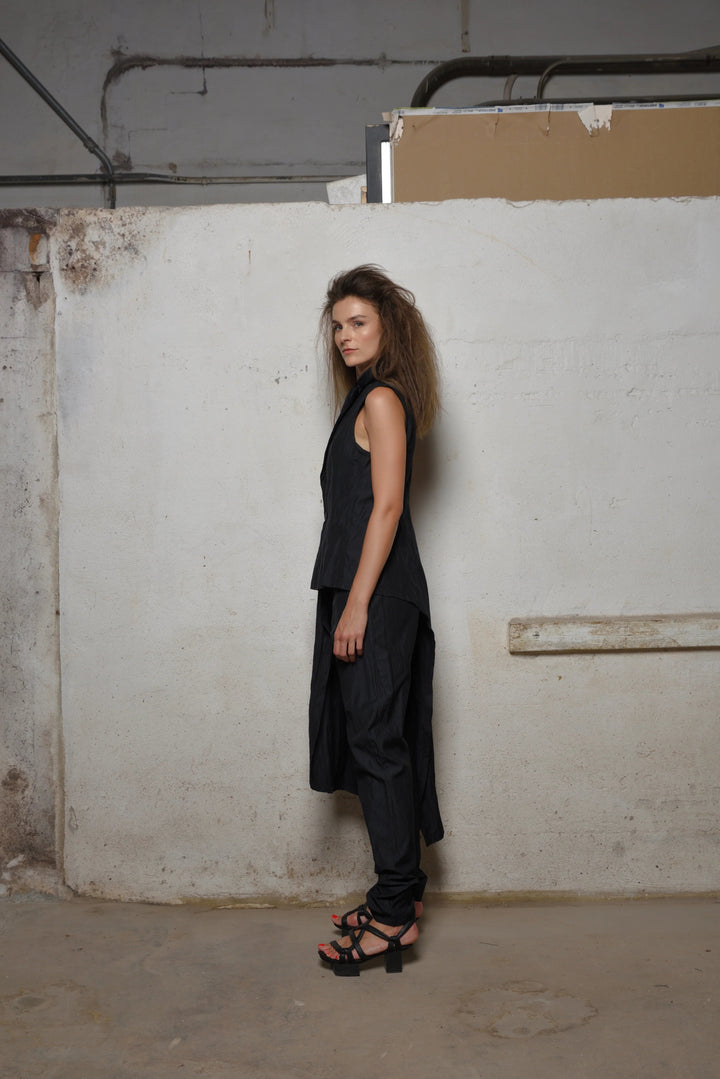 Black Uneven Vest