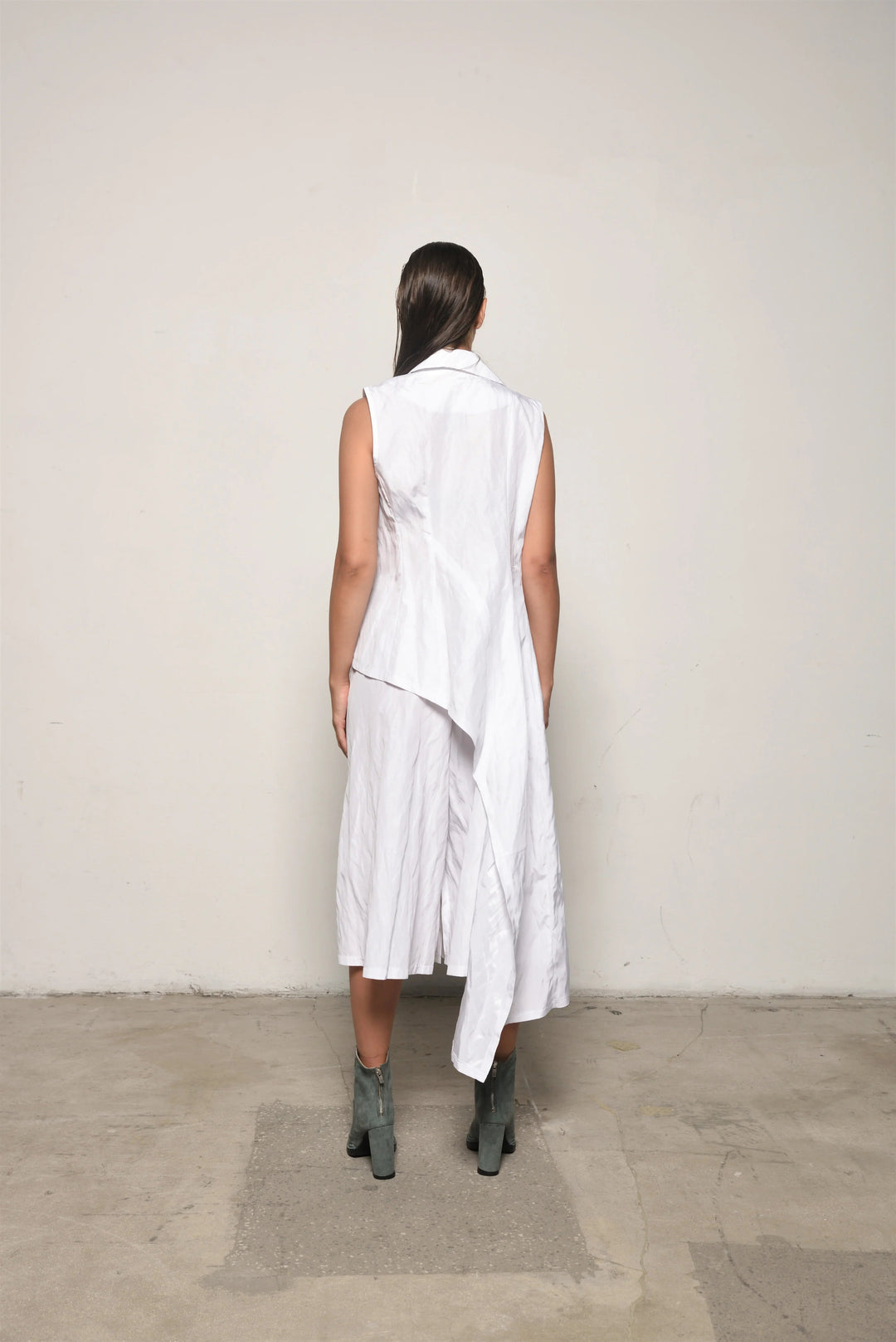 White Uneven Vest