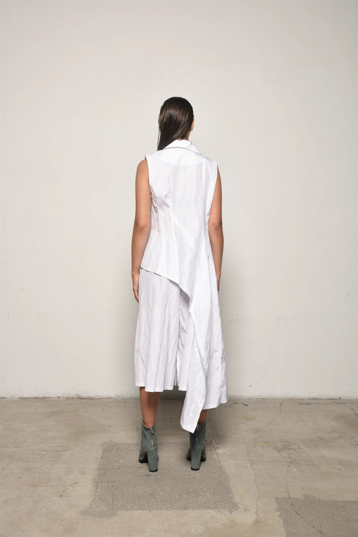 White Uneven Vest