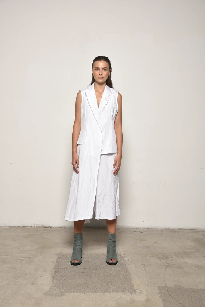 White Uneven Vest