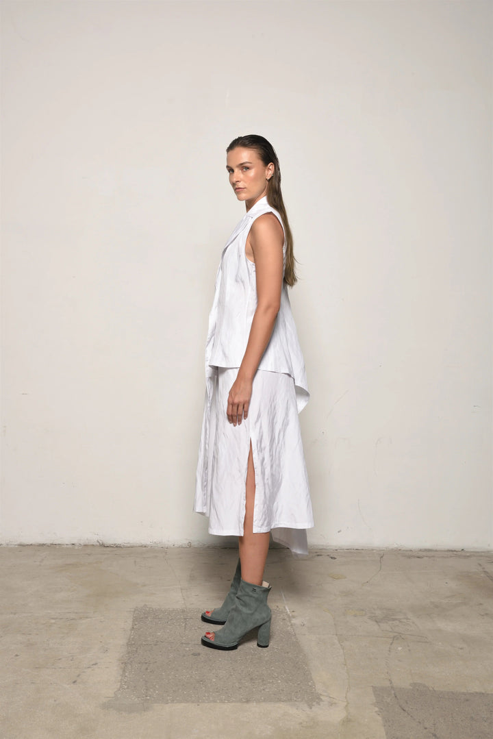 White Uneven Vest