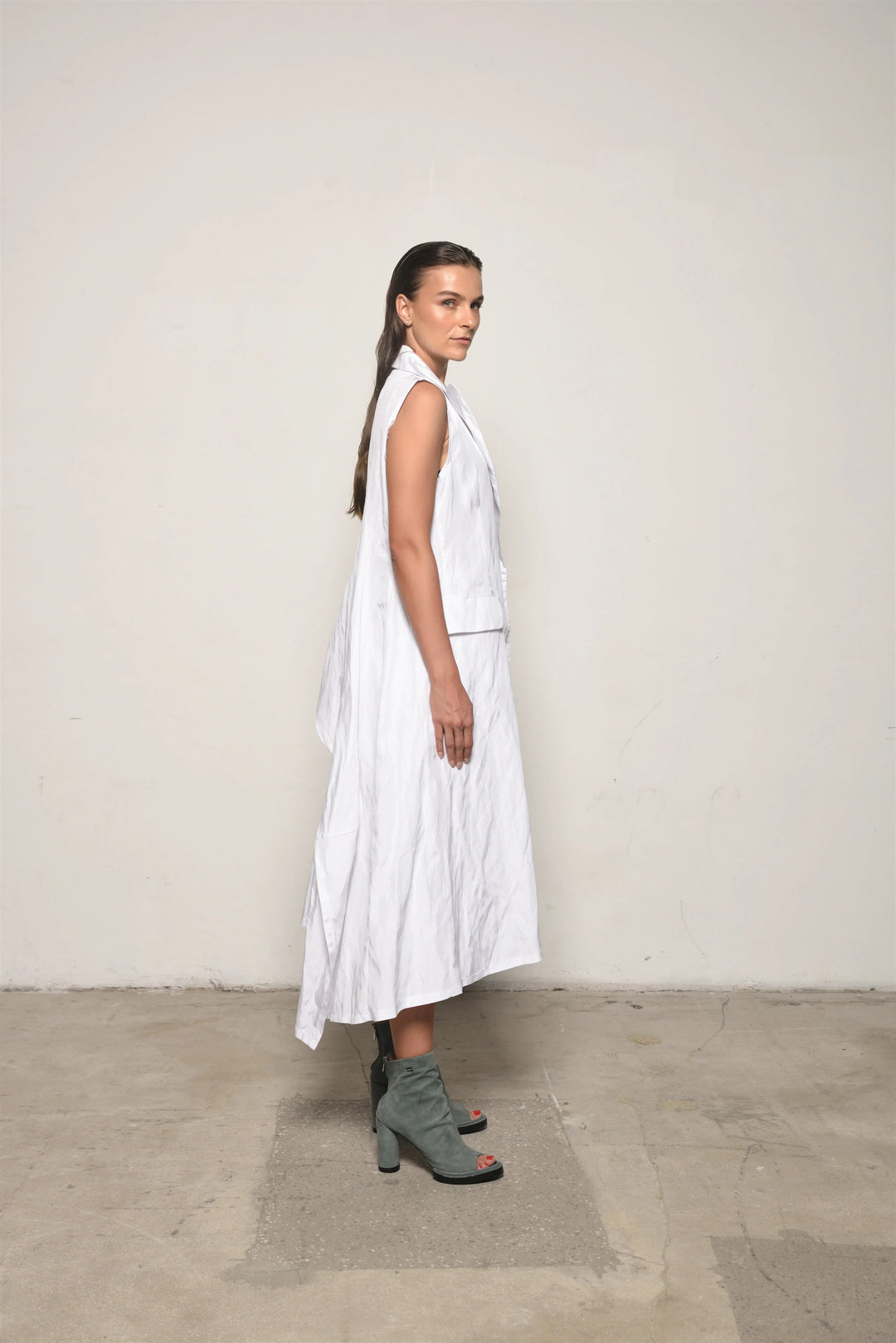 White Uneven Vest