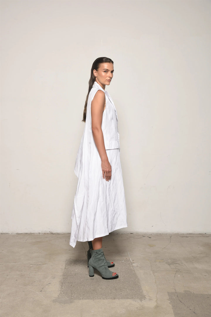 White Uneven Vest