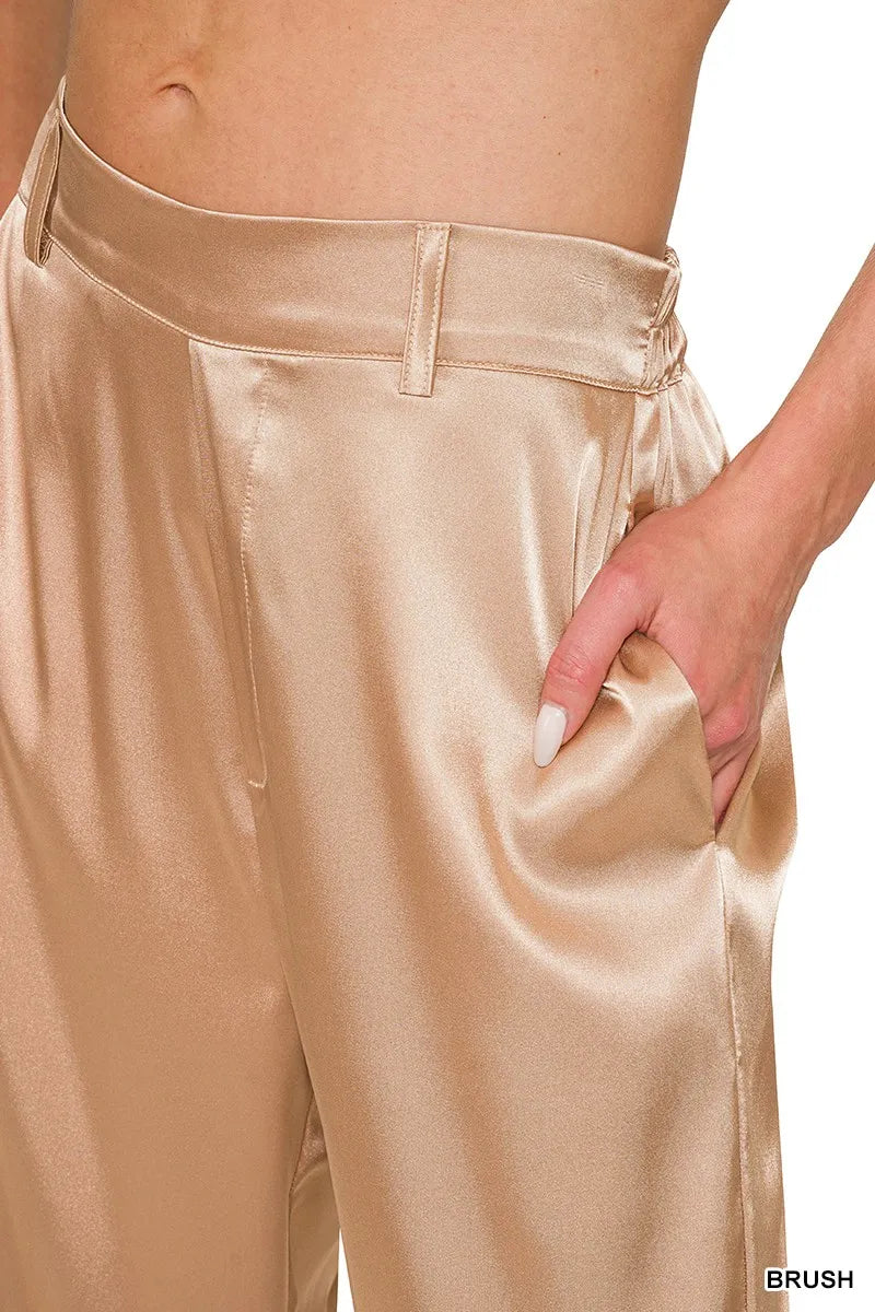 Zenana Wide Leg Satin Pants 1