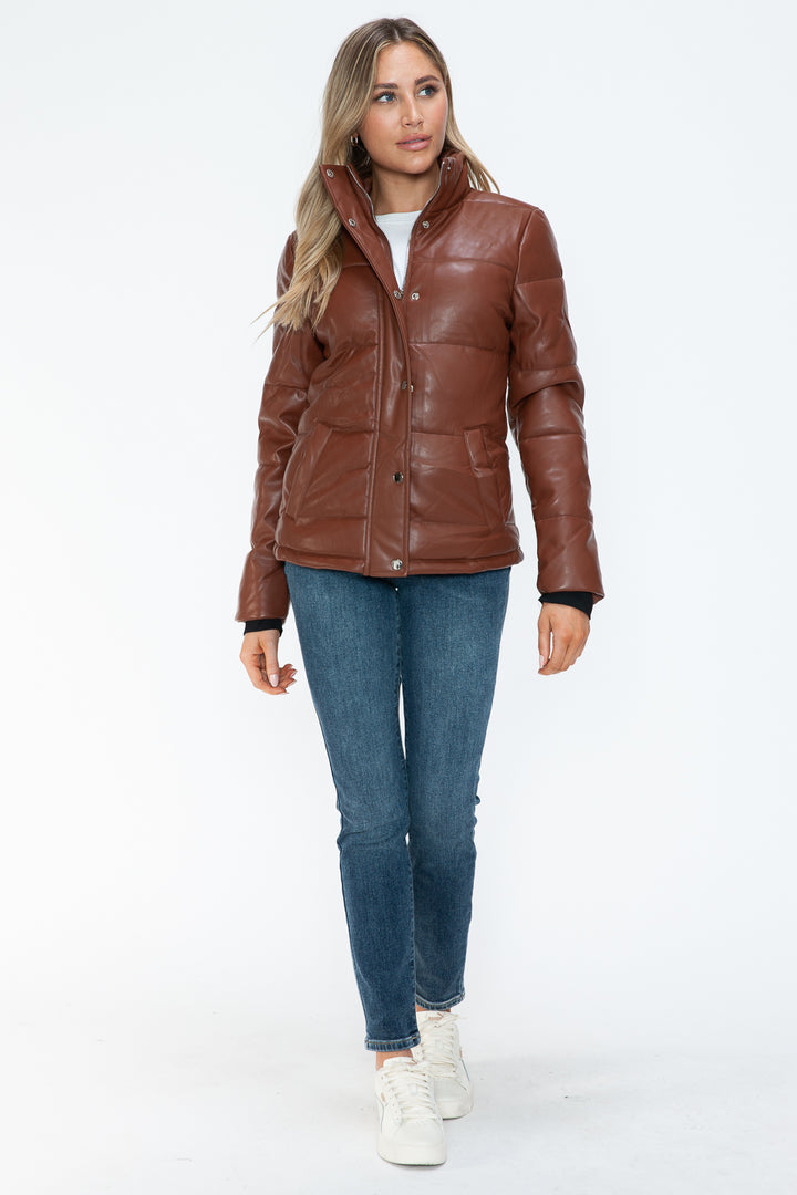Ymi Pocketed Zip Up Turtleneck Puffer Jacket