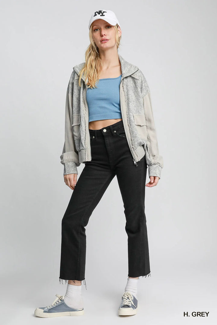 Umgee Two Way Jacquard Zip Up Jacket 1
