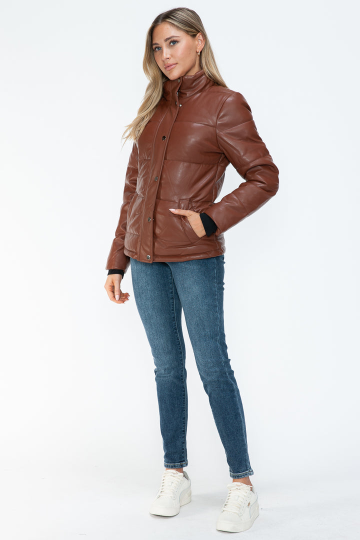 Ymi Pocketed Zip Up Turtleneck Puffer Jacket