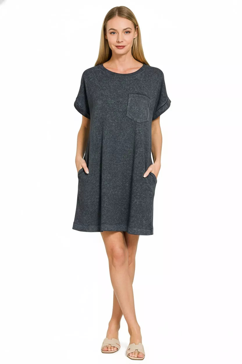 Black Zenana Premium Cotton Washed T Shirt Dress 3