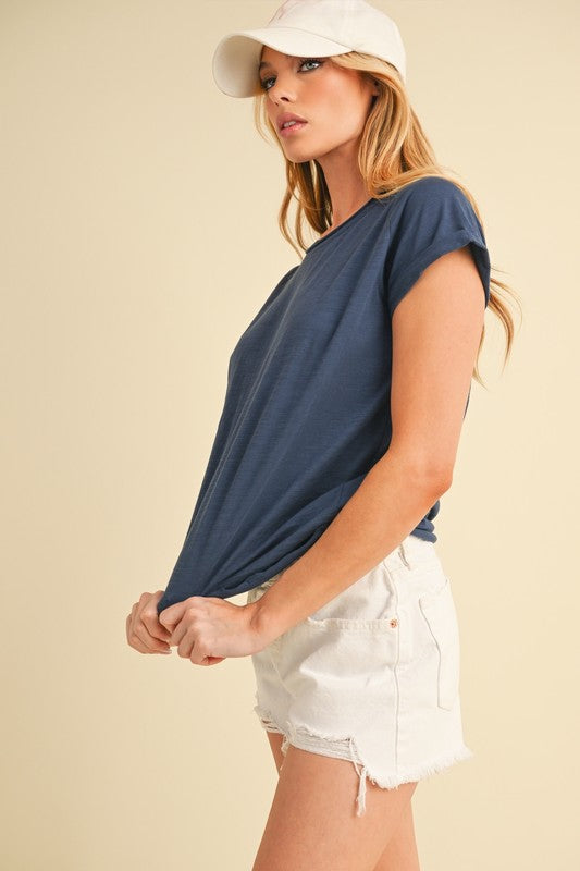 Aemi Co Lettuce Edge Round Neck Short Sleeve T Shirt 1