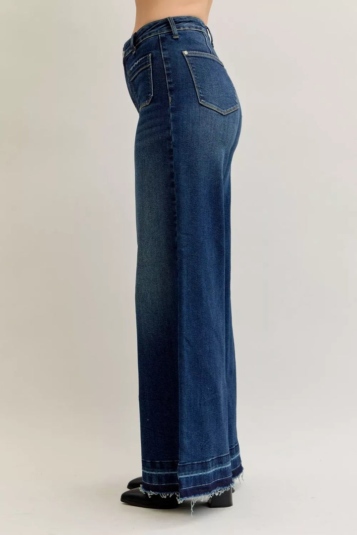 Dk Judy Blue High Waist Palazzo Jeans With Front Patch Pockets