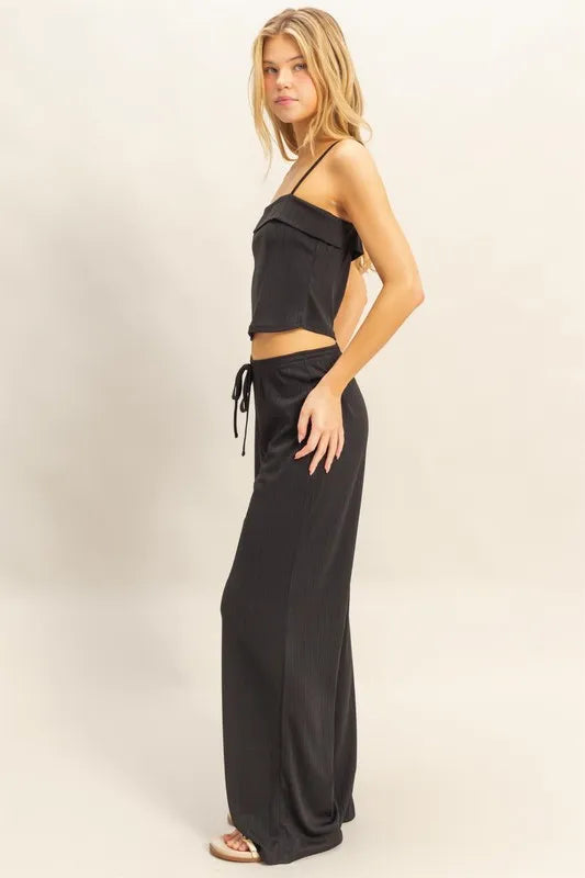 Black Hyfve Rib Knit Cami Top And Pants Set 3
