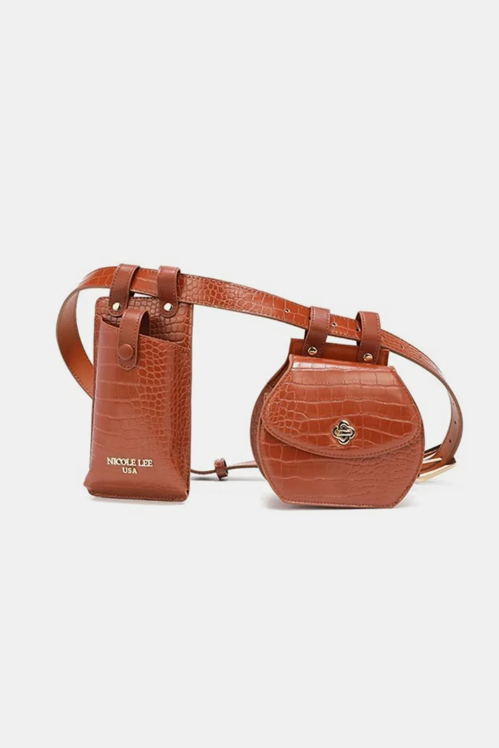 Brown Nicole Lee Usa 2 Piece Texture Belt Bag