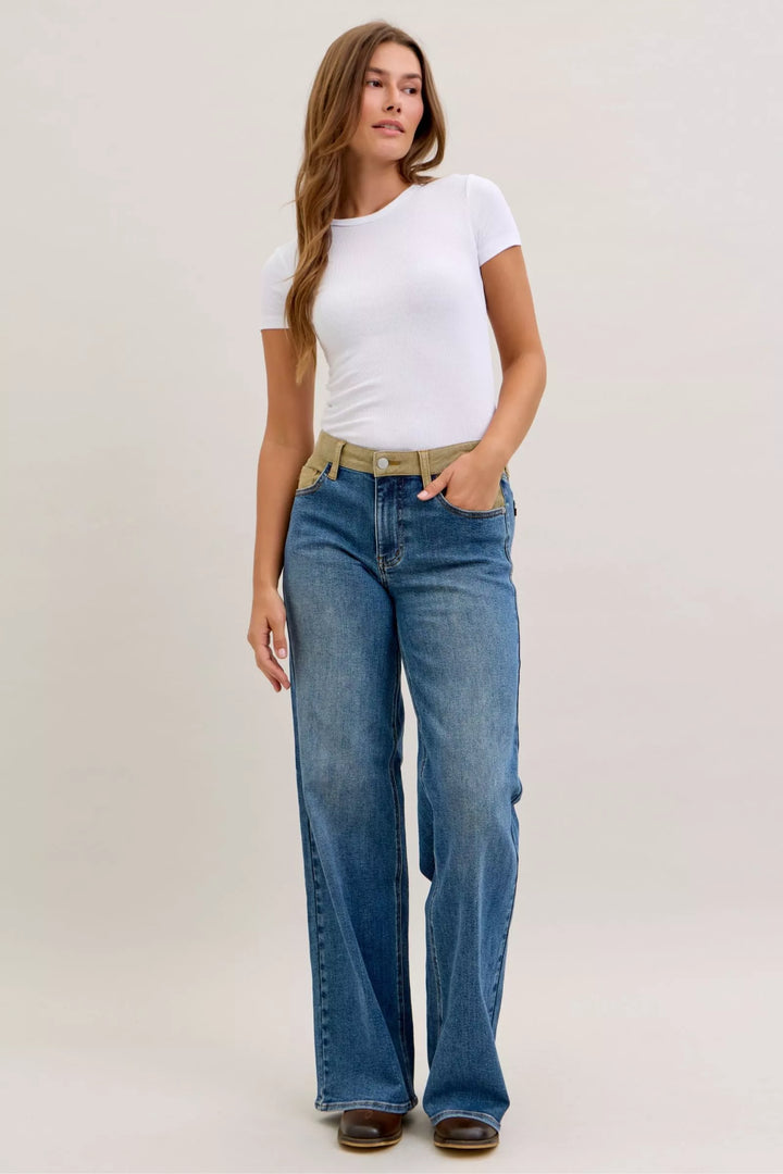 Md Judy Blue Mr Column Straight Jeans With Corduroy Waist