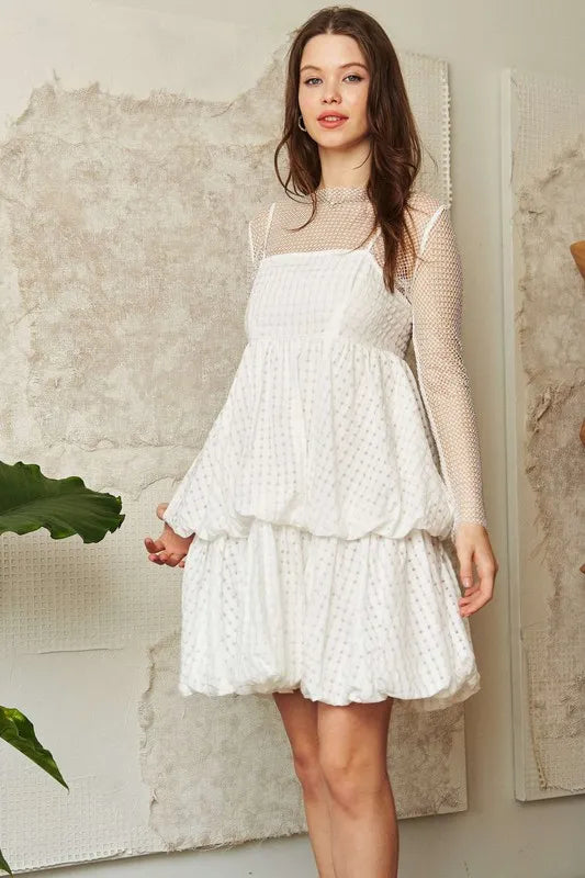 Davi Dani Checker Print Side Pockets Textured Mini Dress