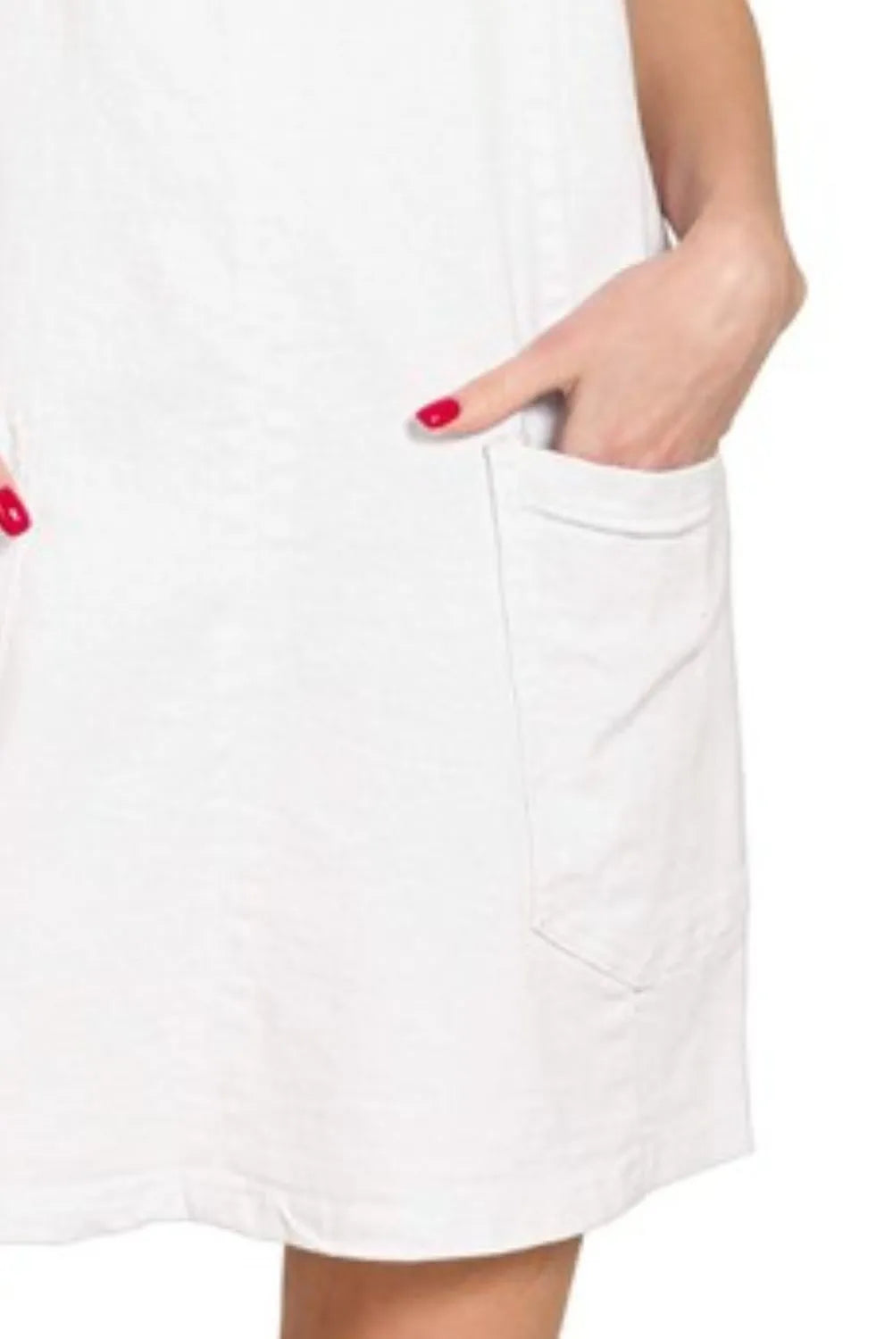 White Zenana Washed Adjustable Strap Denim Overall Dress