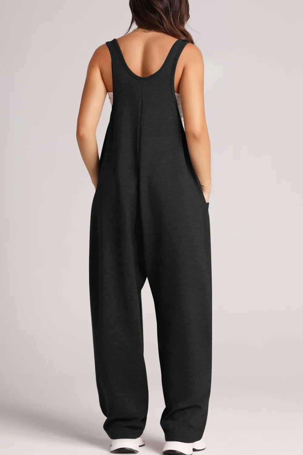 Gray Lovelet Wide Strap Jumpsuit With Pockets