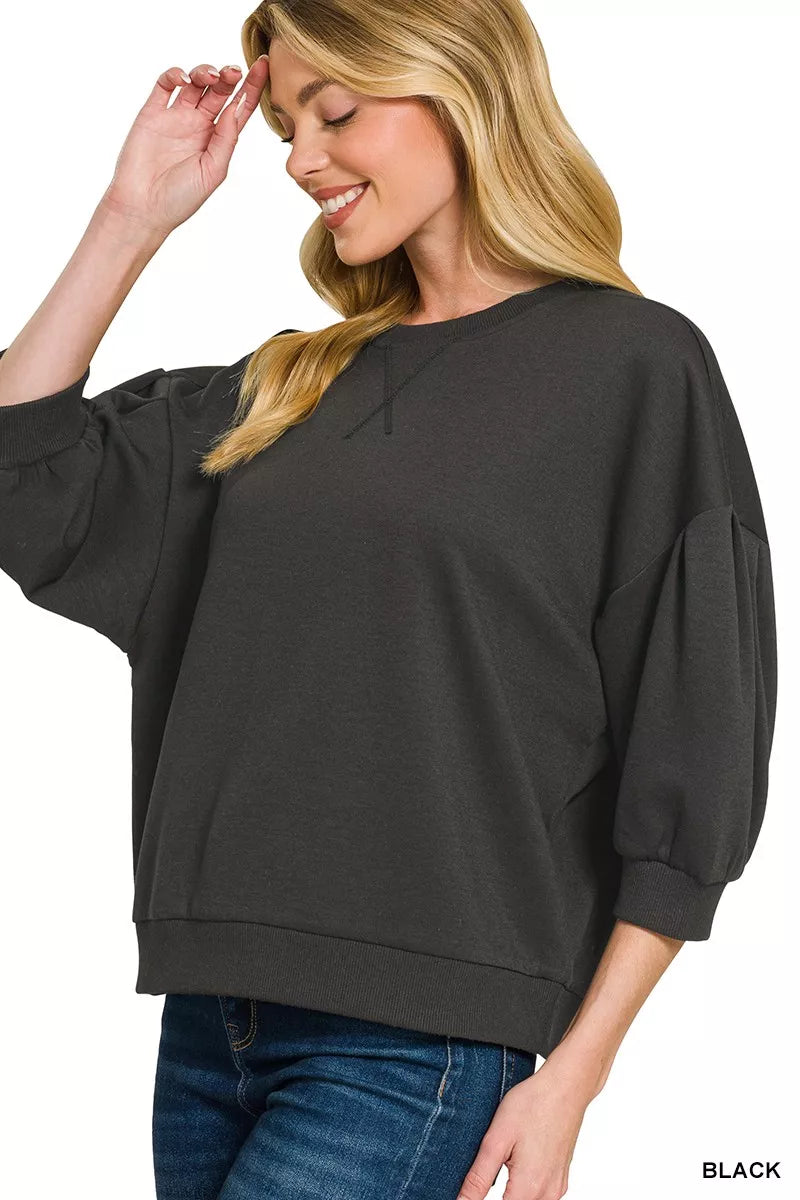 Black Zenana Scuba Dolman Sleeve Sweatshirt 2