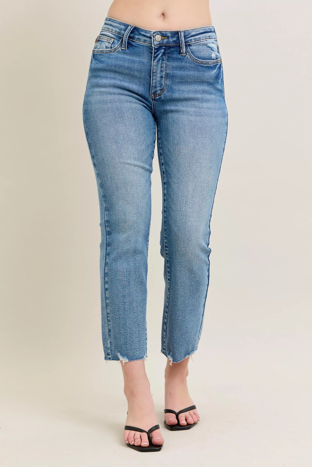 Md Judy Blue Mr Vintage Wash Destroy Hem Kick Flare Jeans