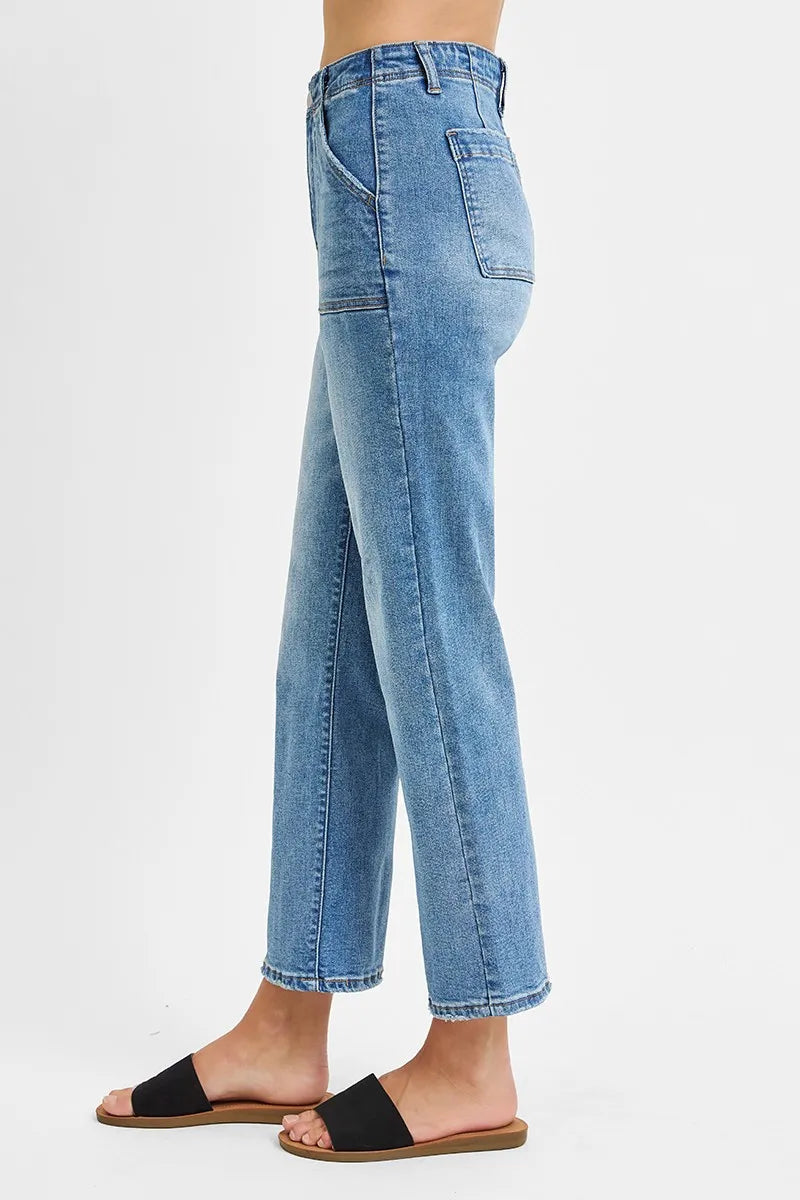 Medium Risen Full Size High Waisted Bootcut Cropped Jeans Plus Size