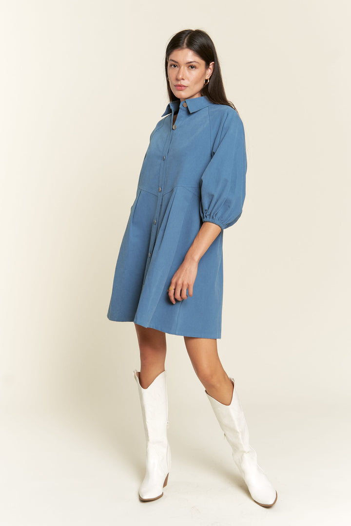 BLUE Washed Denim Style Dress