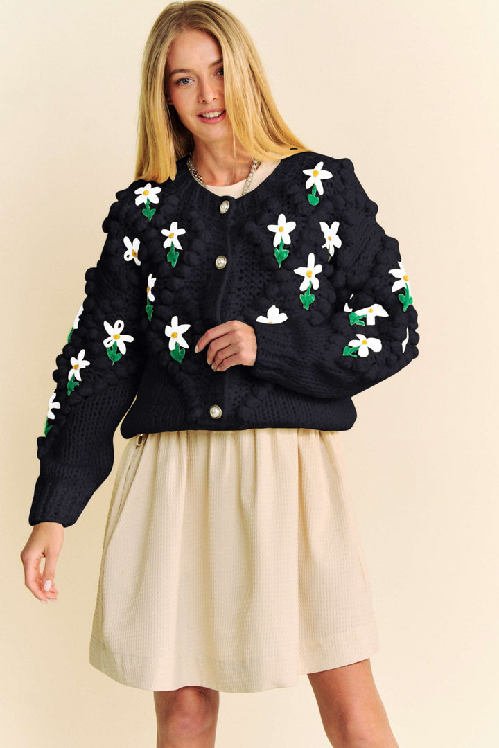 Davi Dani Floral Pattern Button Down Cardigan 1