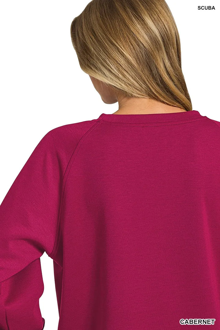Cabernet Zenana Scuba Crewneck Sweatshirt And Pants Set 3