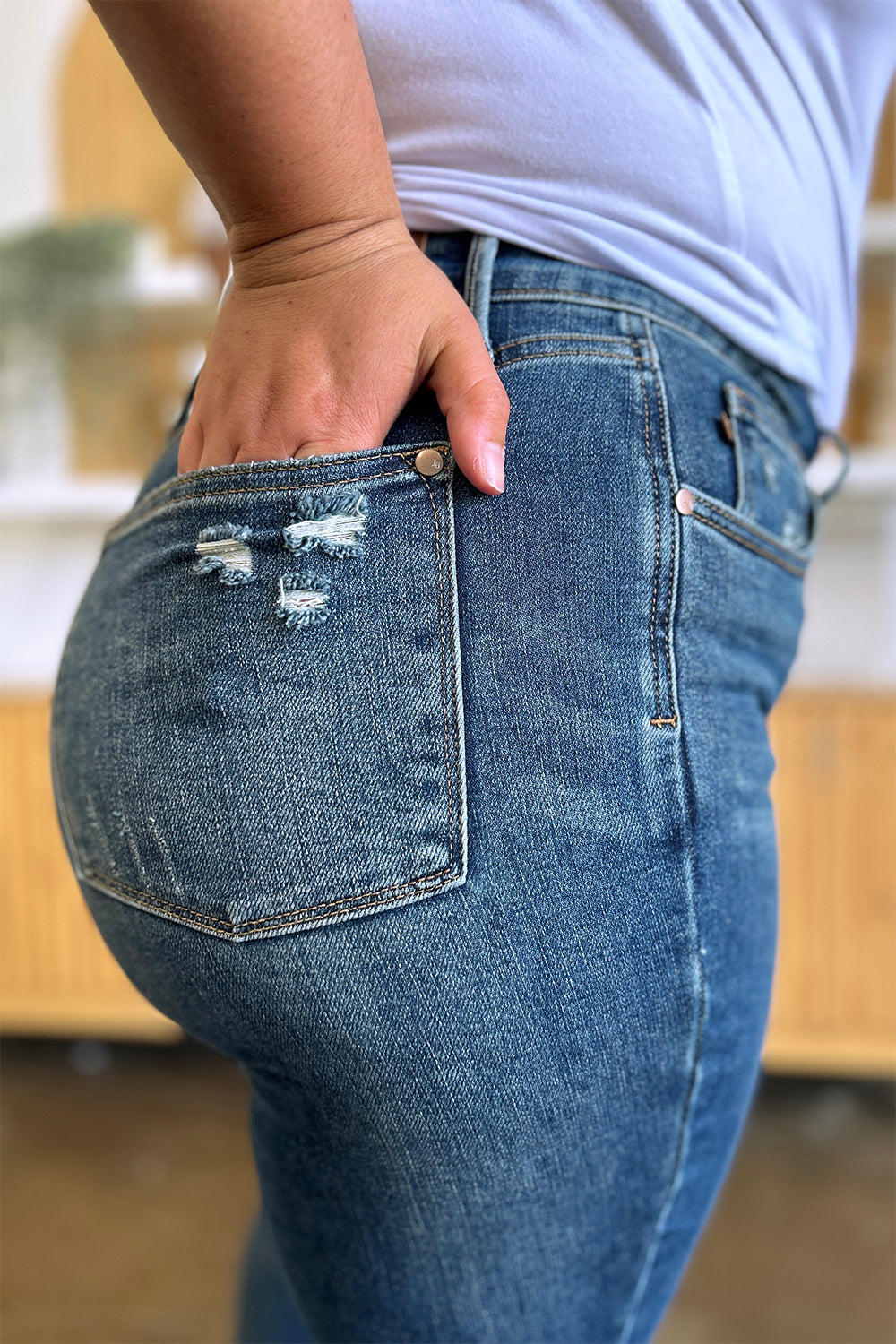 Dark Judy Blue Full Size Tummy Control High Waist Slim Jeans