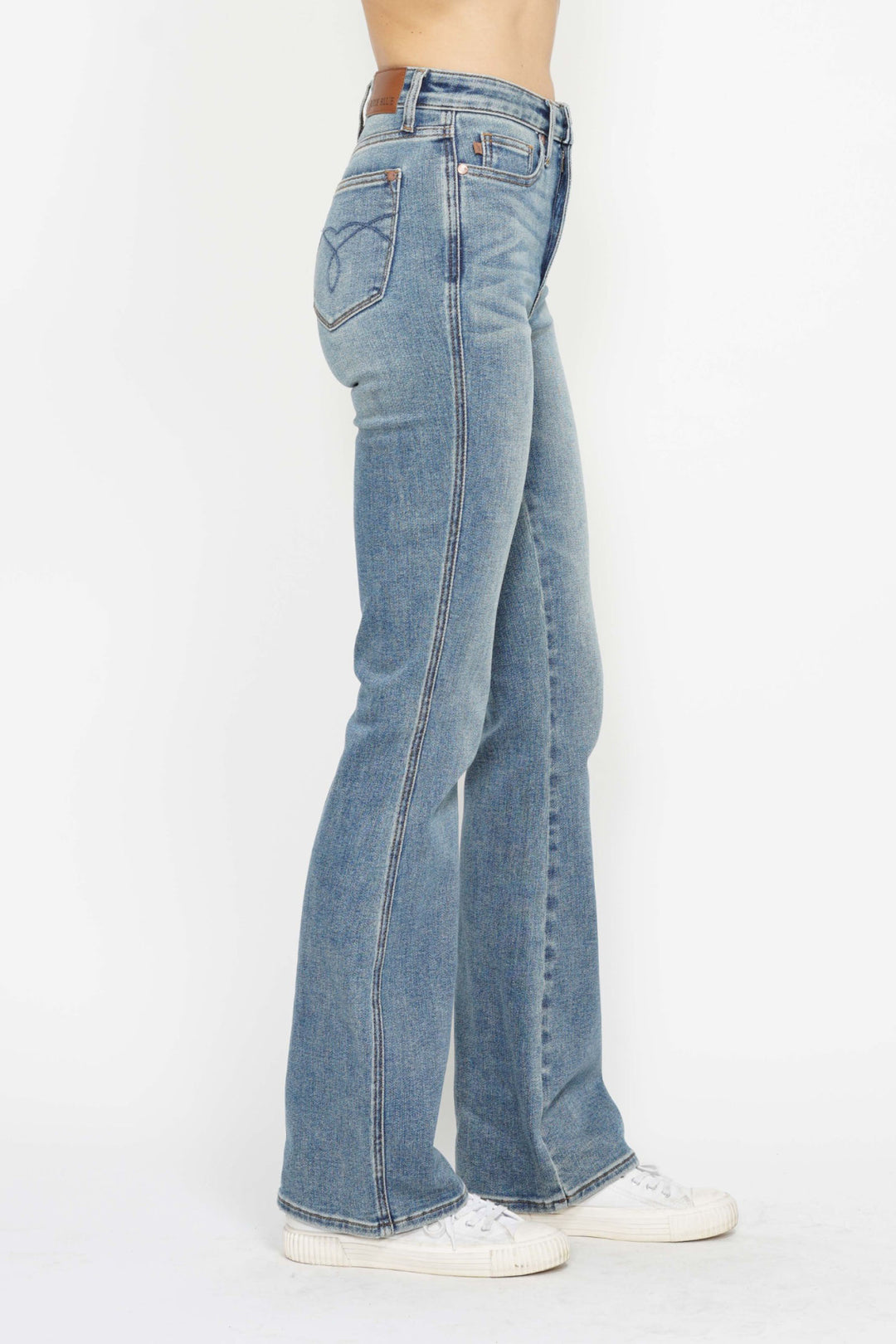 REG INSEAM Judy Blue Full Size Tummy Control Back Embroidered Pocketed Bootcut Jeans Plus Size
