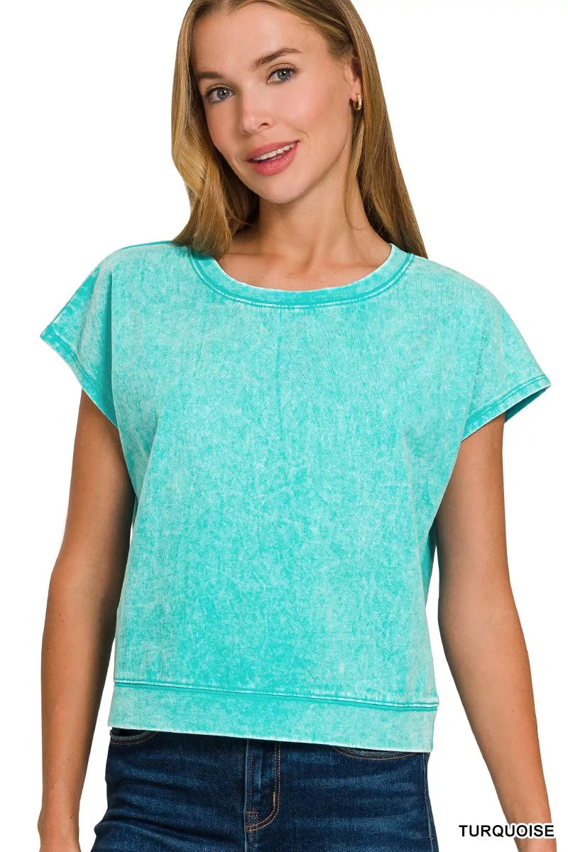 Zenana Premium Cotton Washed Sleeveless Top Shorts Set 2