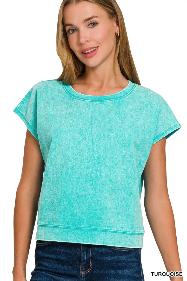 Zenana Premium Cotton Washed Sleeveless Top Shorts Set 2