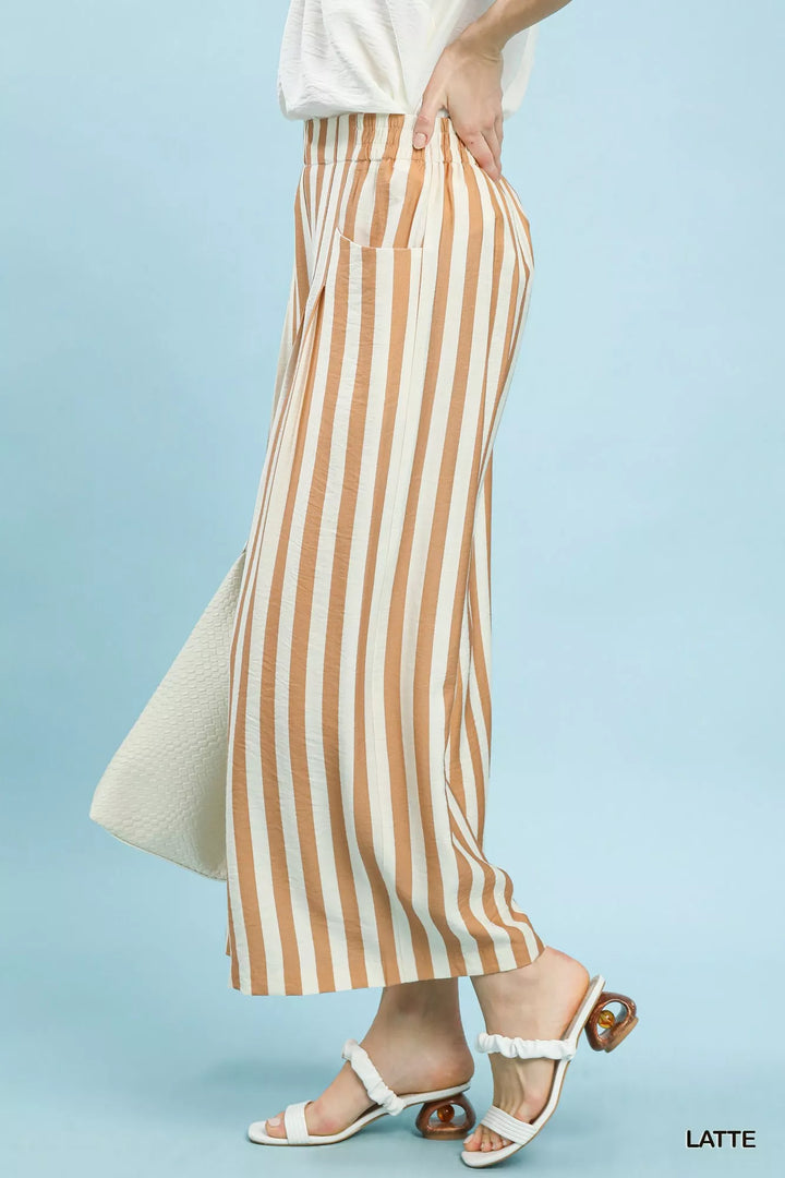 Latte Umgee Vertical Stripe Wide Leg Pants 2