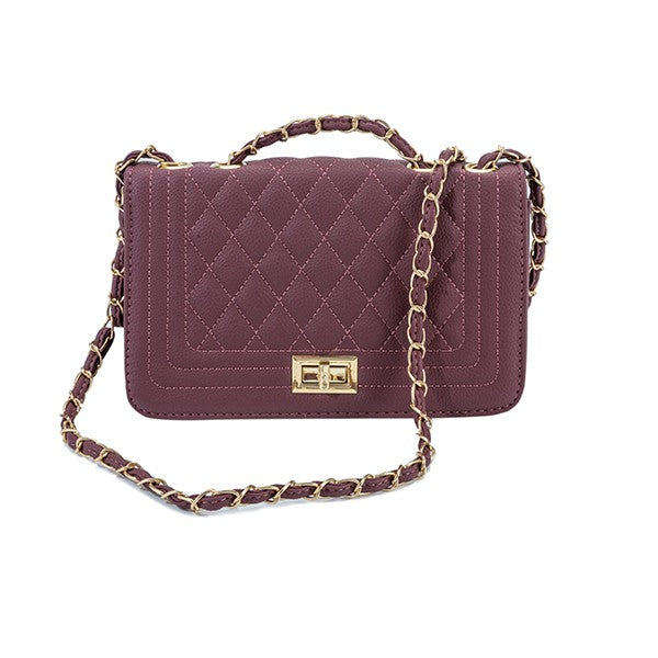 BROWN/ CHOL Pu Leather Quilted Fashion Bag
