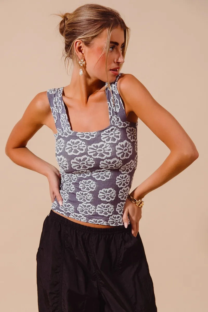 So Me Two Tone Floral Seamless Tank Top 2