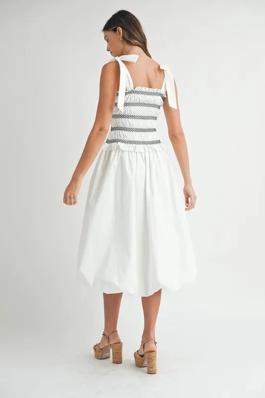 Mable Smocked Bodice Bubble Midi Dress 1