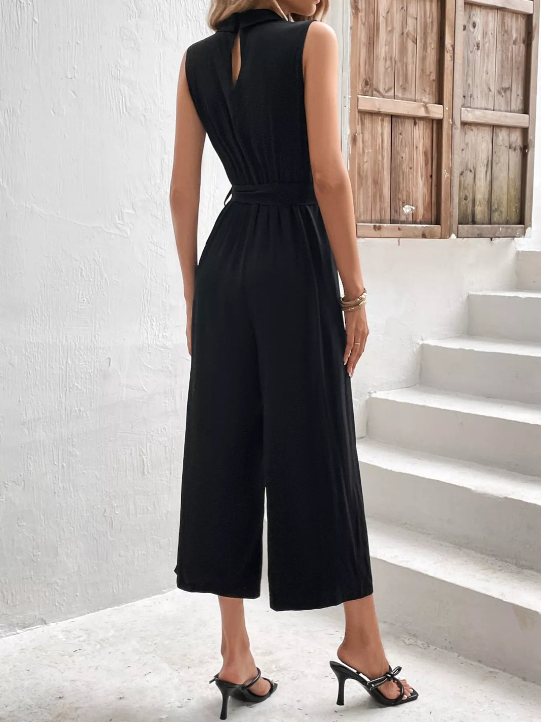 Black Sleeveless Wide Leg Jumpsuit