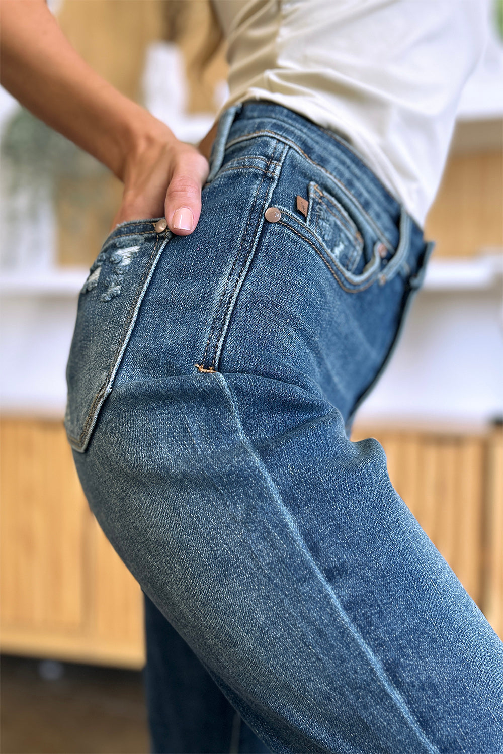 Dark Judy Blue Full Size Tummy Control High Waist Slim Jeans