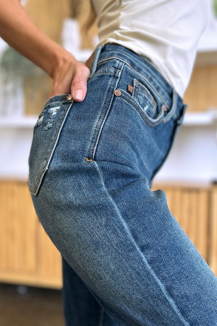Dark Judy Blue Full Size Tummy Control High Waist Slim Jeans