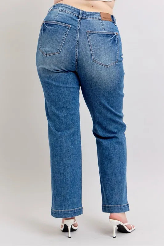 Md Judy Blue Full Size High Waist Contrast Thread Straight Plus Size