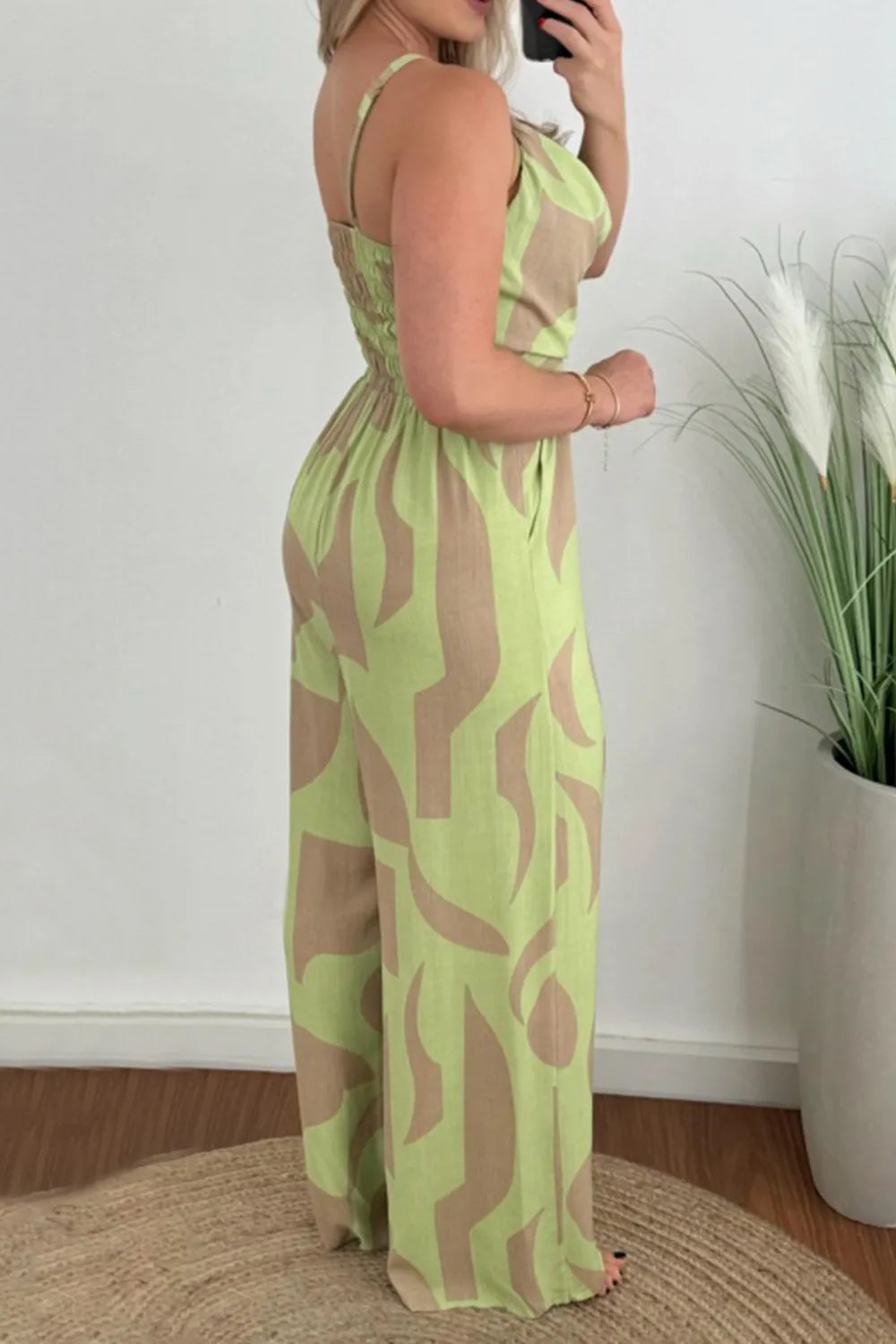 Sage Two Tone Spaghetti Strap Wide Leg Jumpsuit