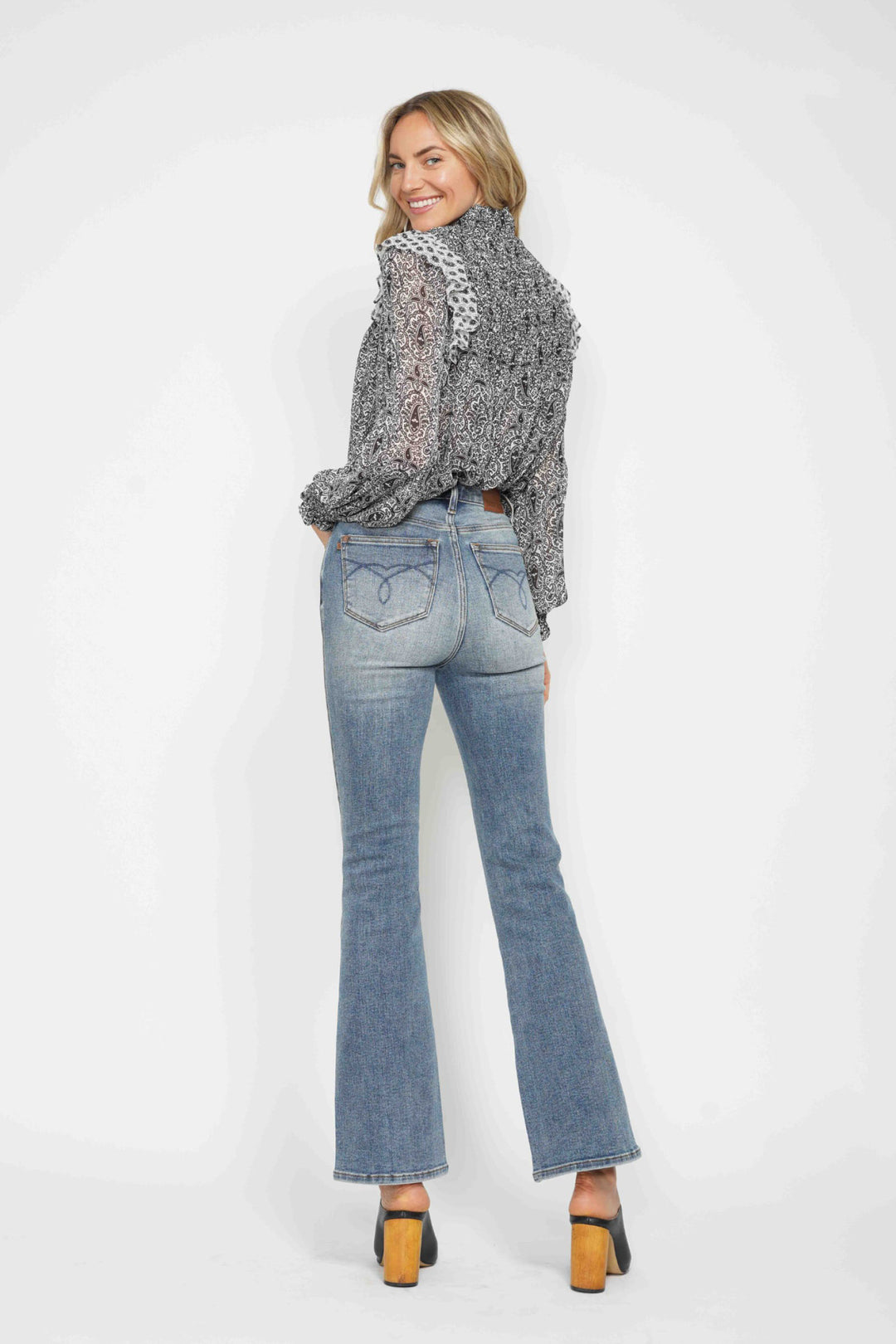 REG INSEAM Judy Blue Full Size Tummy Control Back Embroidered Pocketed Bootcut Jeans Plus Size