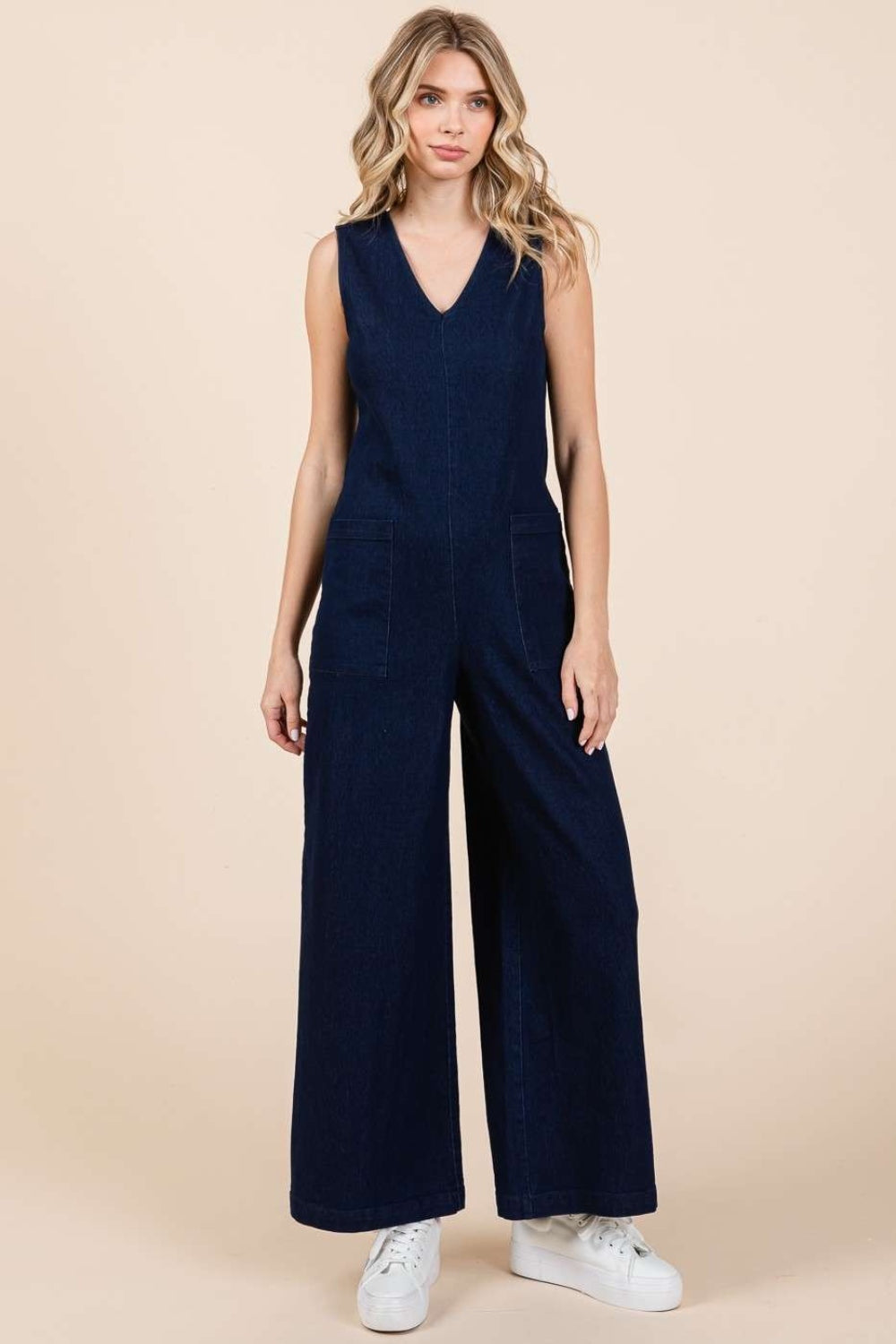 Dk Denim Mittoshop Sleeveless Wide Leg Denim Jumpsuit